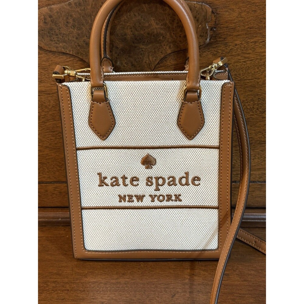 New KATE SPADE Ellie Mini Canvas Warm Ginger Tote Crossbody Bag